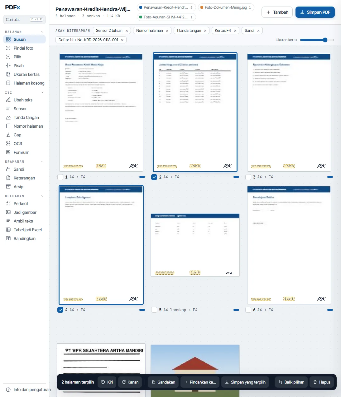 PDFx, meja kerja PDF